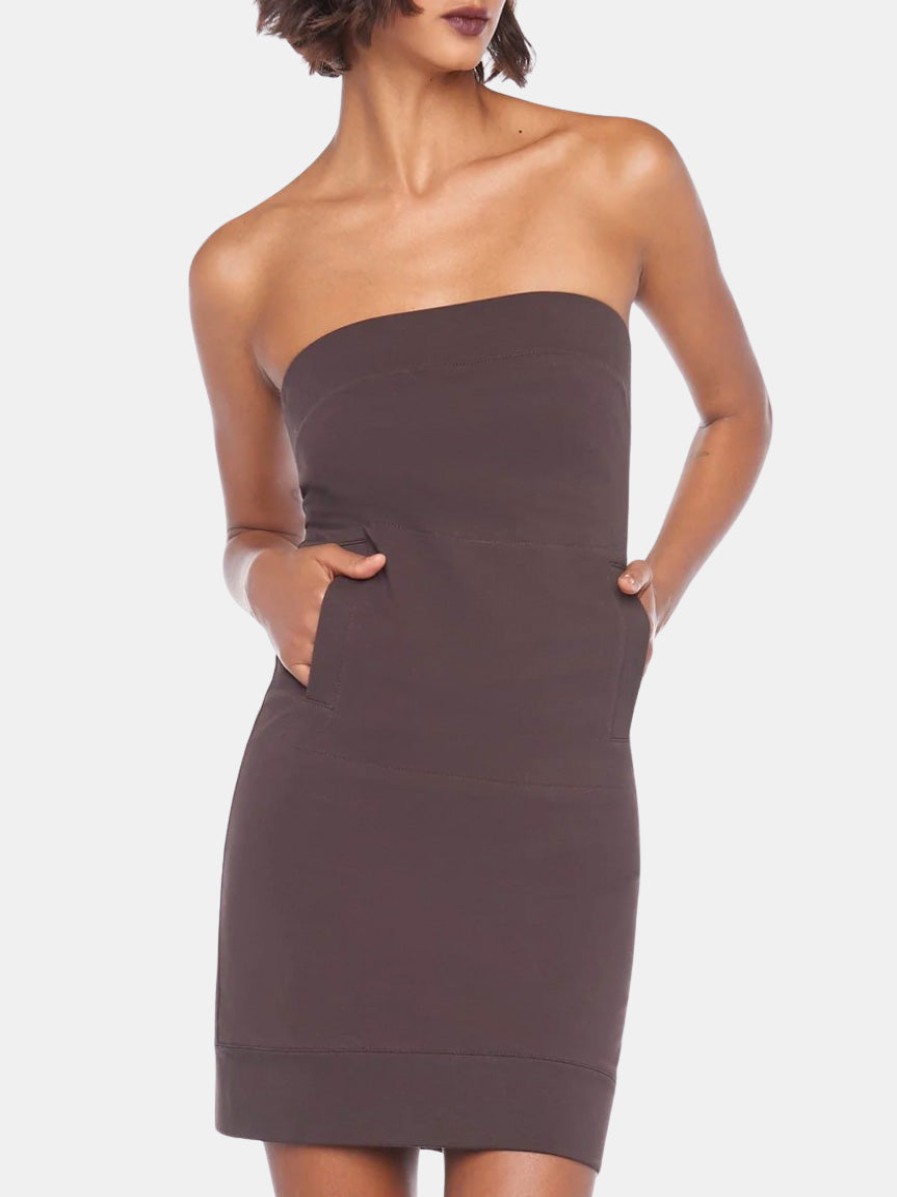 Clothing NORMA KAMALI Mini | Strapless Tailored Terry Mini Dress Chocolate