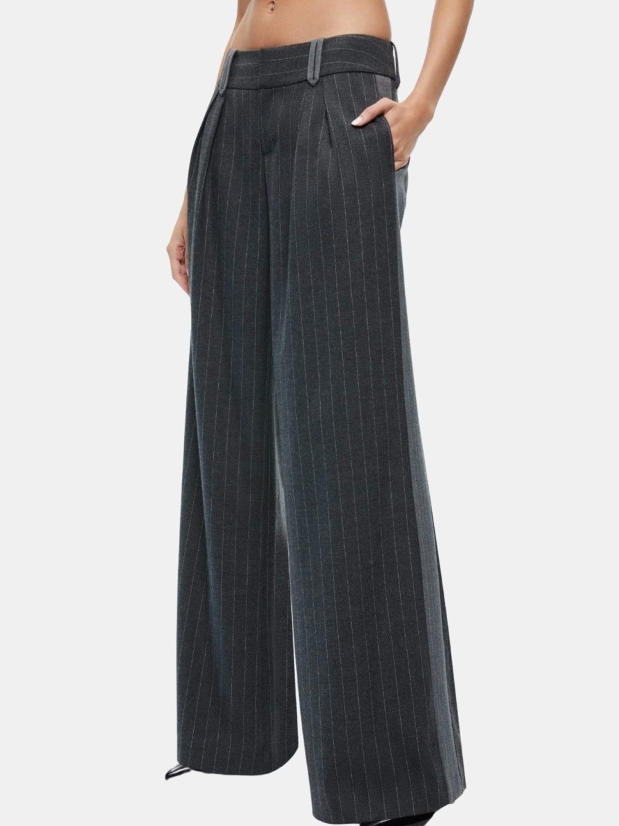 Clothing ALICE + OLIVIA Pants | Eric Racing Stripe Pant Charcoal Pinstripe