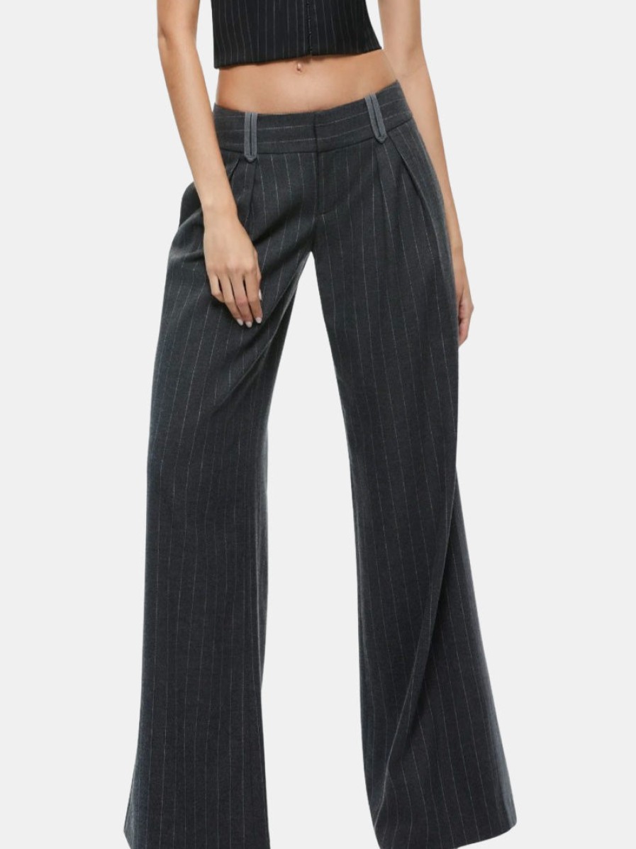 Clothing ALICE + OLIVIA Pants | Eric Racing Stripe Pant Charcoal Pinstripe