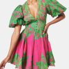 Clothing Hemant & Nandita Mini | Balloon Sleeve Short Dress Green