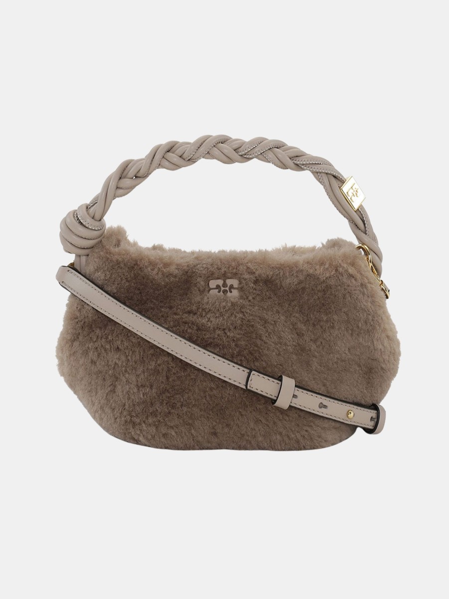 Accessories GANNI | Ganni Bou Bag Mini Fur Oyster Grey