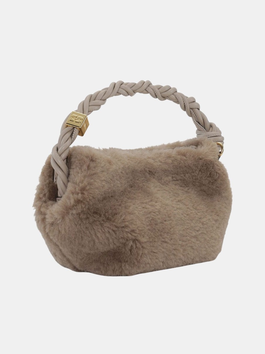 Accessories GANNI | Ganni Bou Bag Mini Fur Oyster Grey