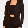 Clothing SUSANA MONACO | Rib Trim Zip Hoodie 10" Black