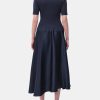 Clothing SIMKHAI Midi | Marionne Short Sleeve Crewneck Dress Midnight