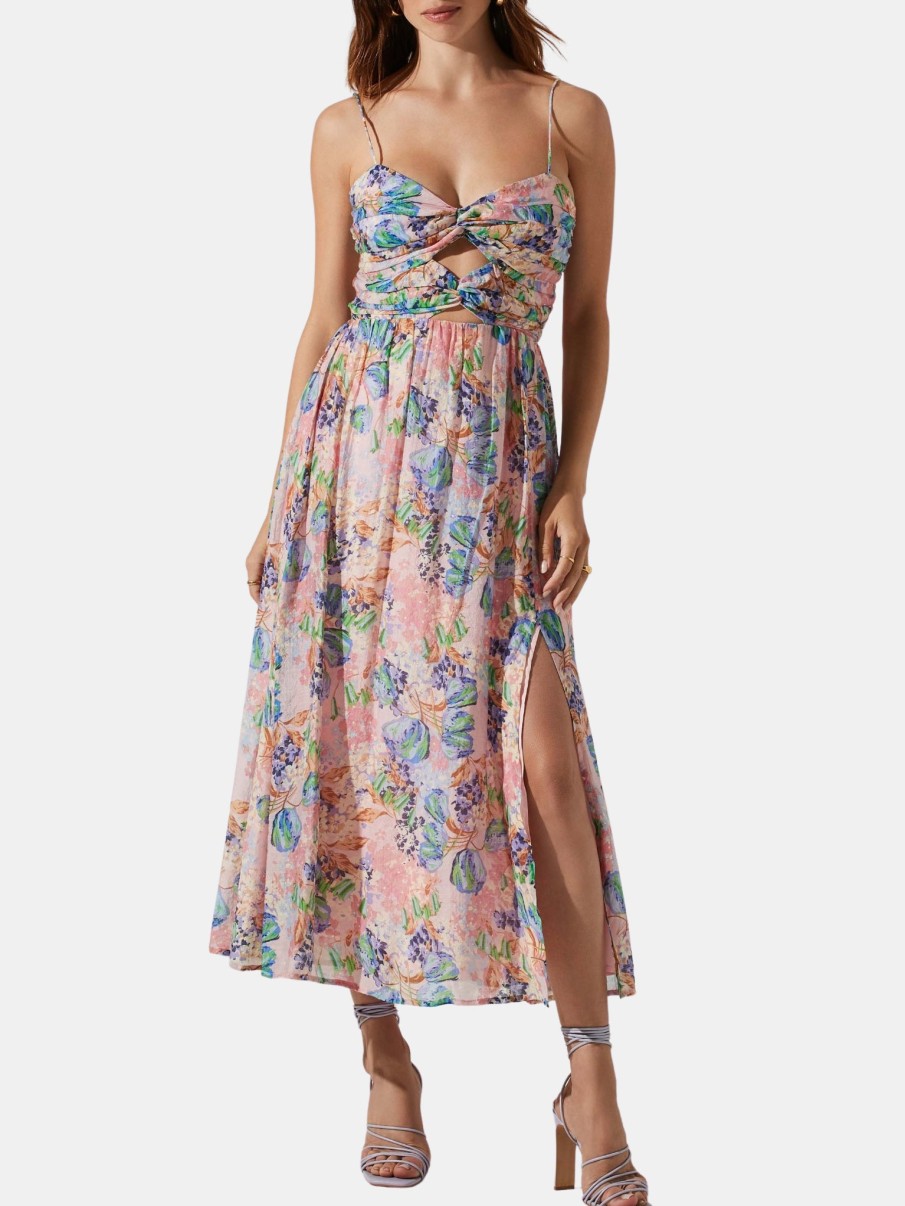 Clothing Astr The Label Midi | Emine Dress Pink Blue Floral