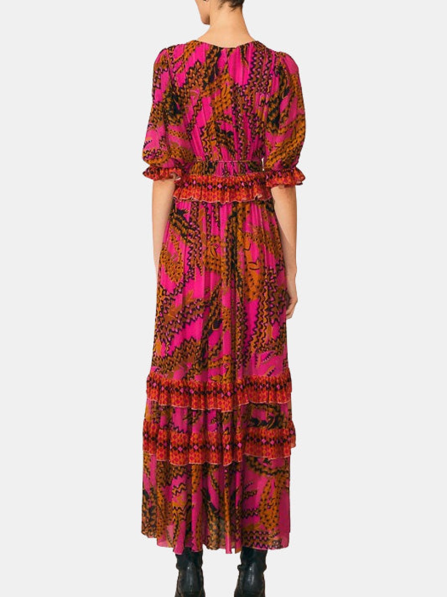 Clothing FARM RIO Maxi | Short Sleeve Maxi Dress Croco Pink