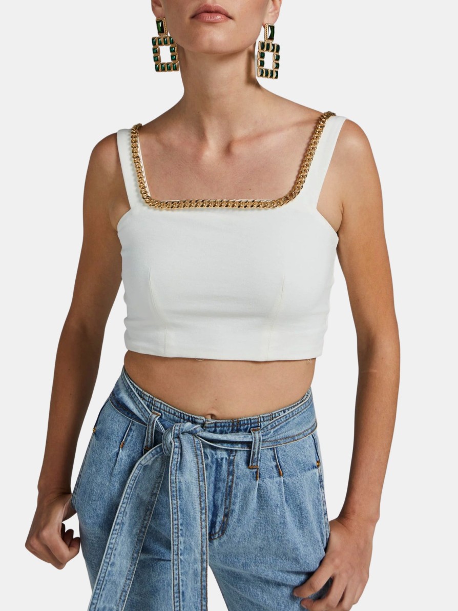 Clothing Generation Love Tanks | Carina Chain Top White