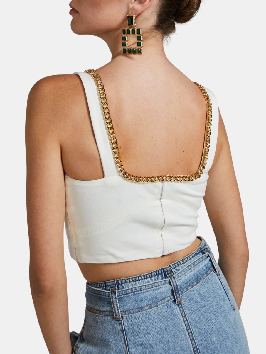 Clothing Generation Love Tanks | Carina Chain Top White