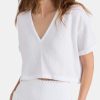 Clothing Monrow | Gauze V Neck Mini Top White