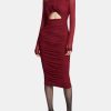 Clothing BARDOT Midi | Yasmeen Midi Mesh Dress Burgundy