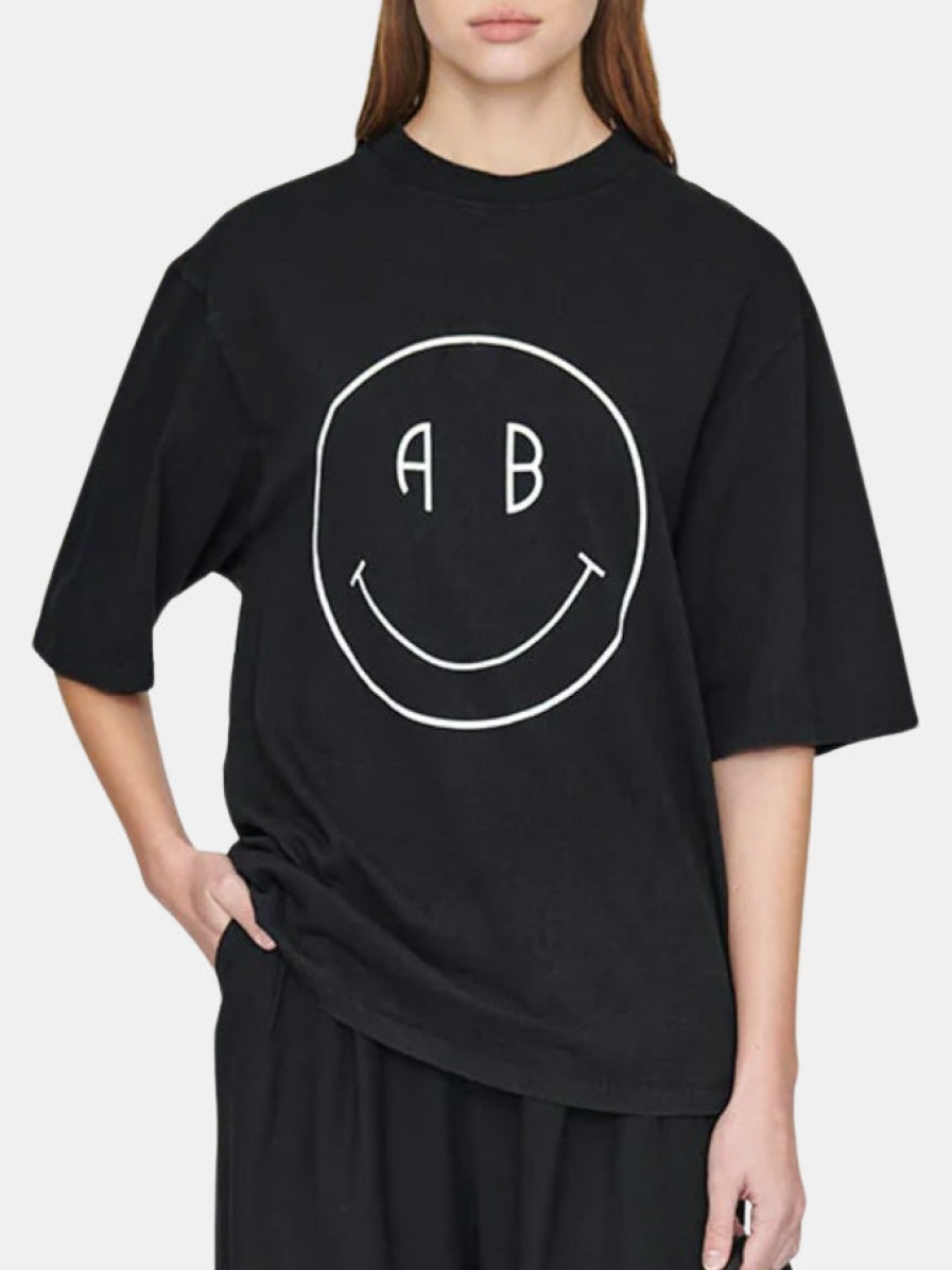 Clothing ANINE BING Tees | Avi Tee Smiley Vintage Black