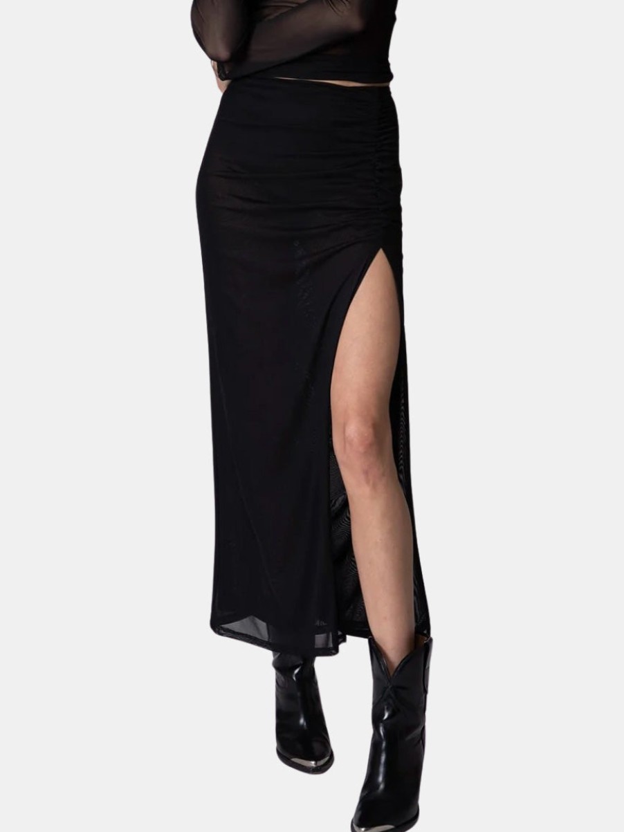 Clothing STILLWATER | Mesh Get Together Maxi Skirt Black