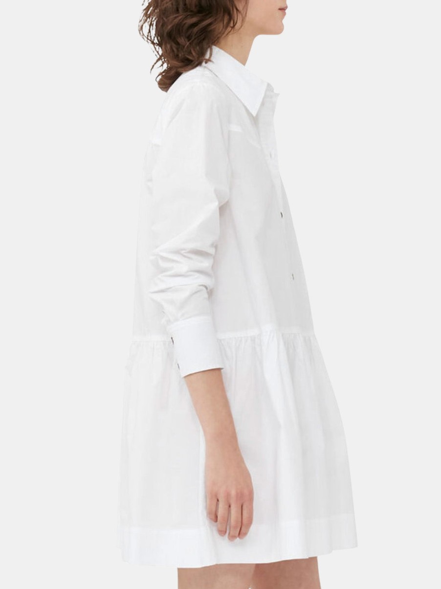 Clothing GANNI Mini | Cotton Poplin Mini Shirt Dress Bright White