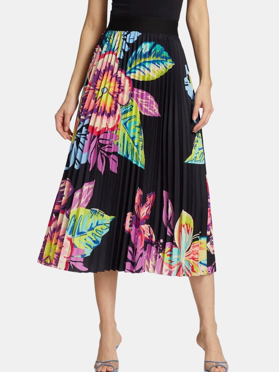 Clothing LE SUPERBE Midi | Acid Hawaii Pleated Skirt Black Acid Floral