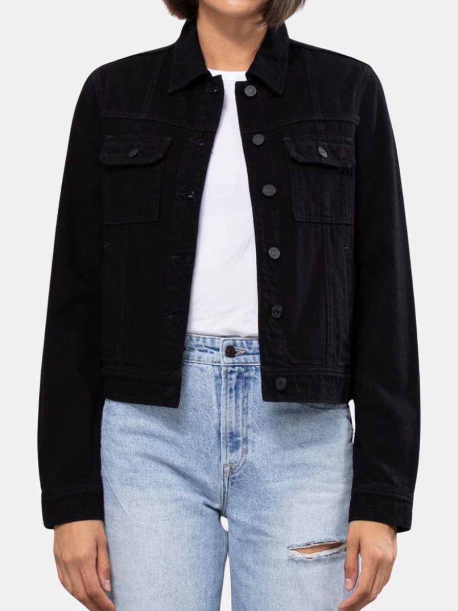 Clothing HIDDEN Denim Jackets | Dakota Cropped Fitted Jacket Black