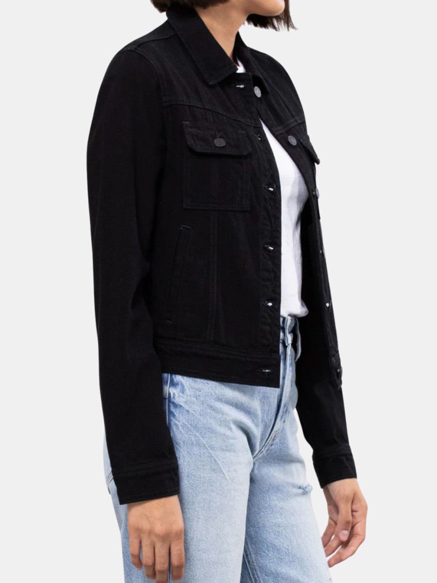 Clothing HIDDEN Denim Jackets | Dakota Cropped Fitted Jacket Black