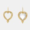 Accessories Temple St Clair Earrings | 18K Braided Heart Earrings W/ Heart Rock Crystal