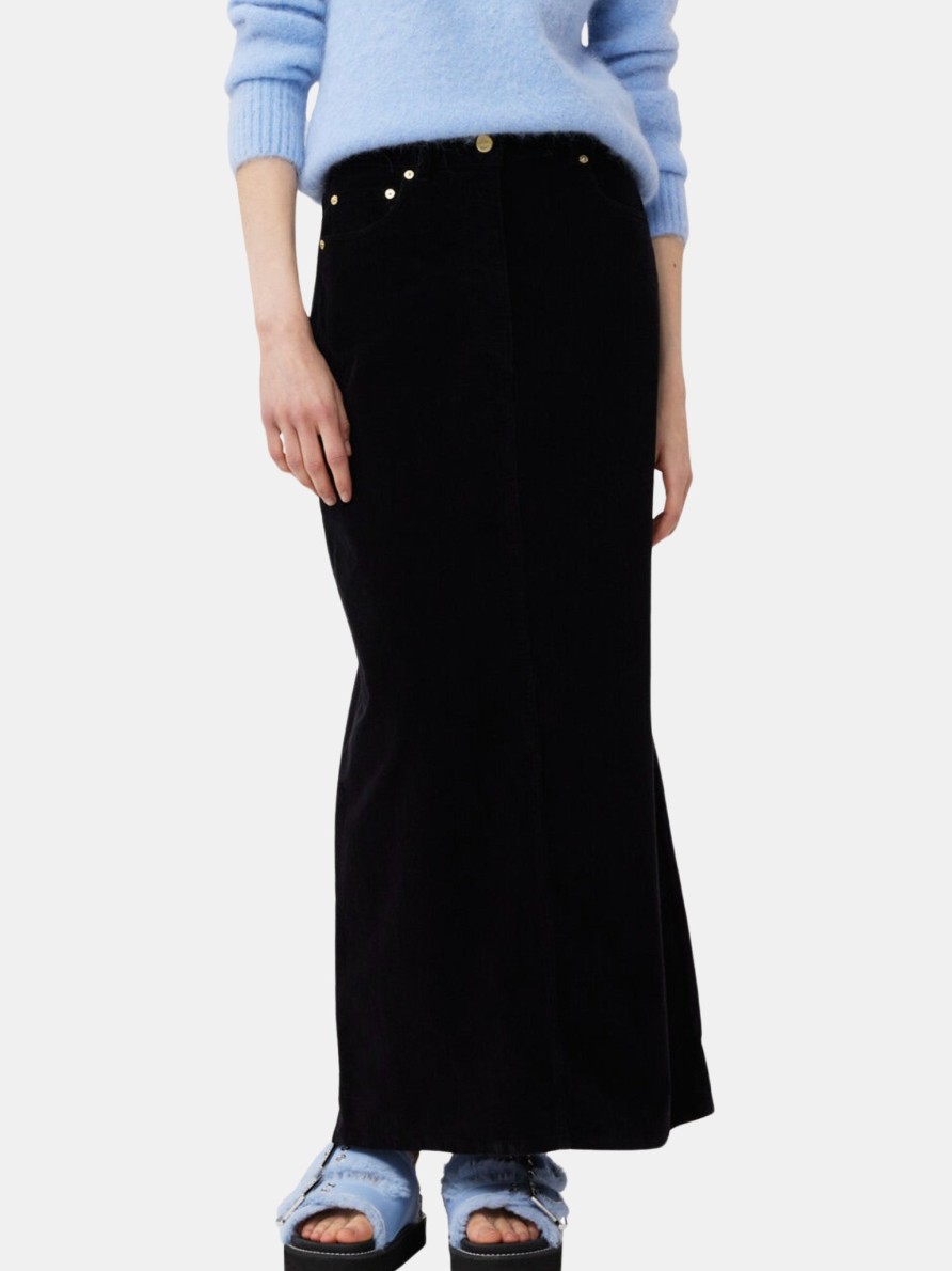 Clothing GANNI Skirts | Washed Corduroy Long Skirt Black