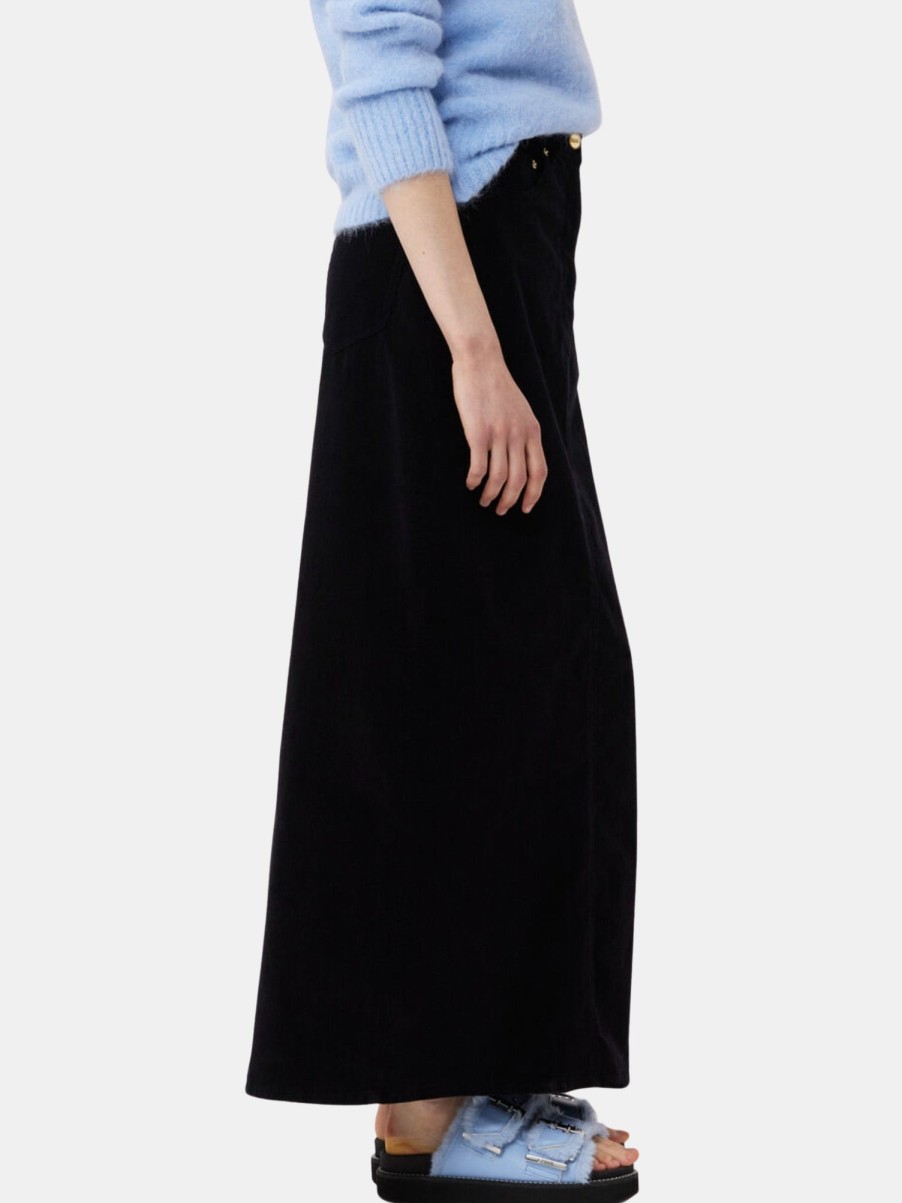 Clothing GANNI Skirts | Washed Corduroy Long Skirt Black