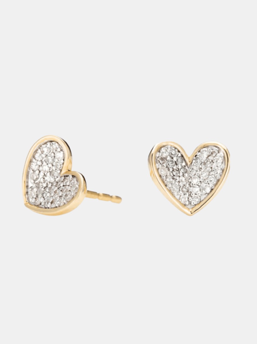 Accessories Adina Reyter Earrings | Tiny Pave Folded Heart Posts Y14