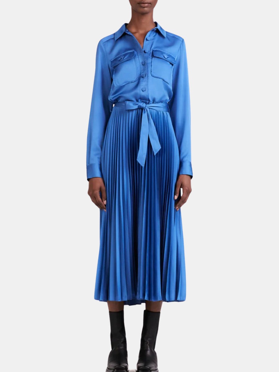 Clothing DEREK LAM Midi | Kenza Pleated Midi Shirt Dress Slate