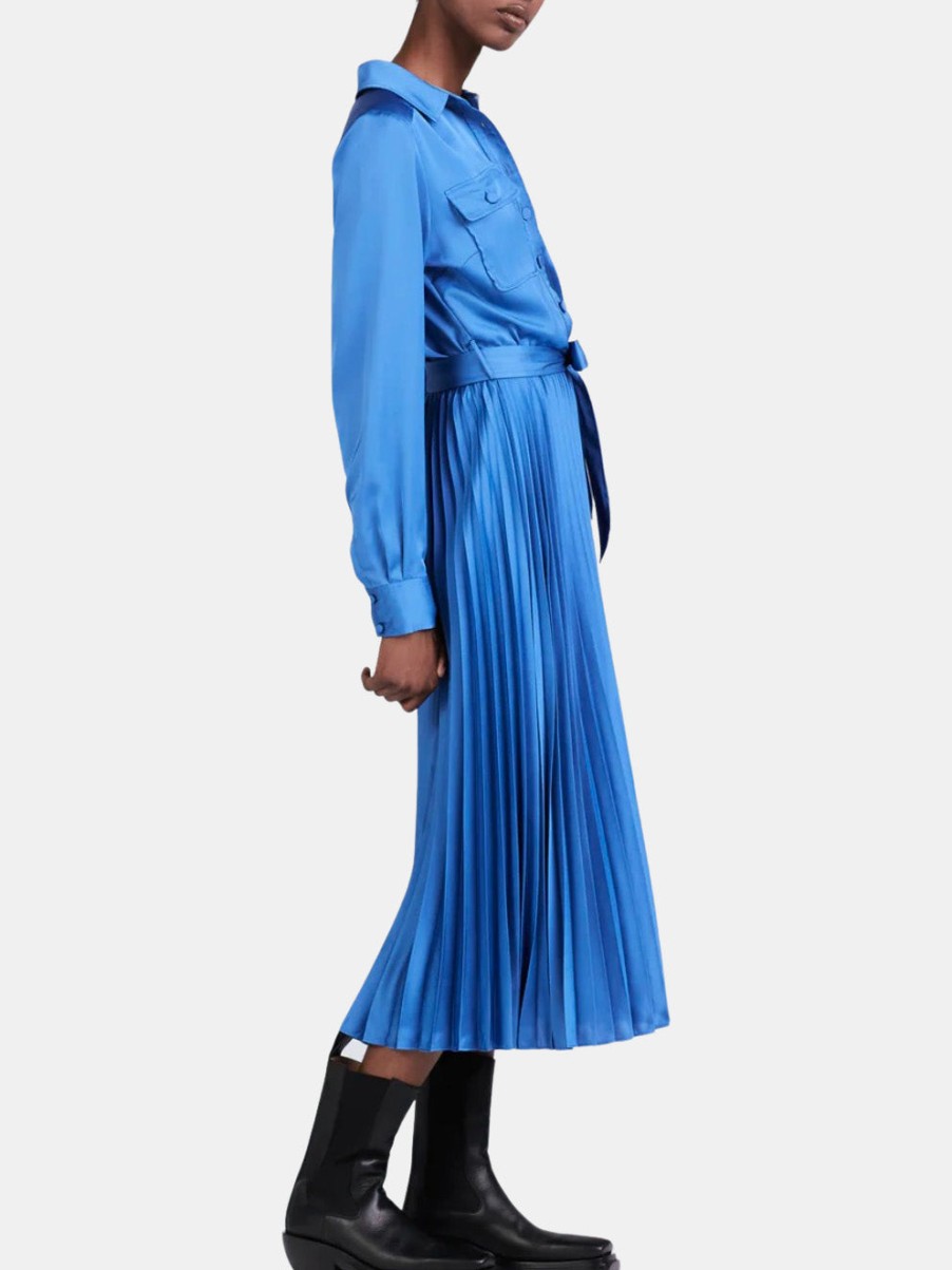 Clothing DEREK LAM Midi | Kenza Pleated Midi Shirt Dress Slate