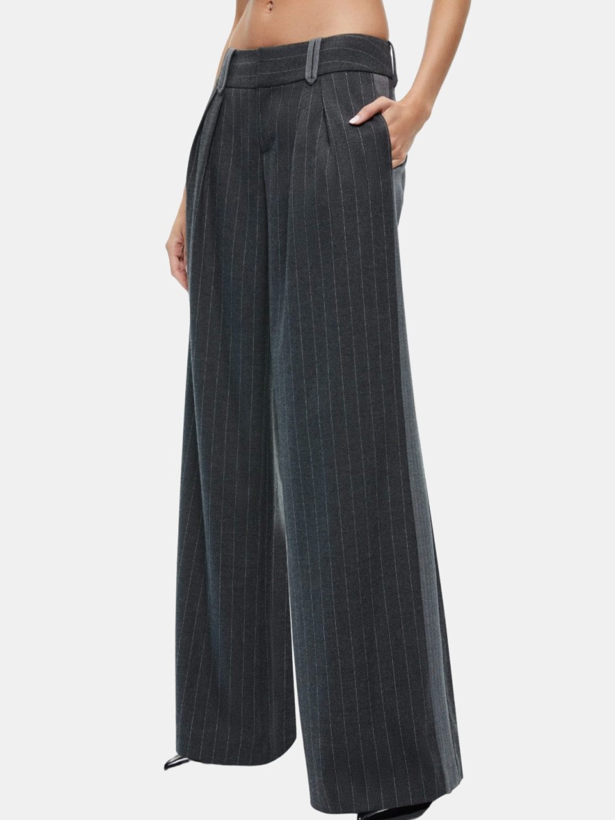 Clothing ALICE + OLIVIA | Eric Racing Stripe Pant Charcoal Pinstripe