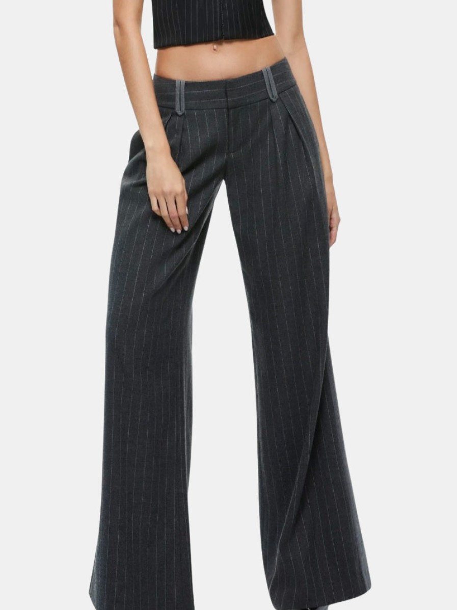 Clothing ALICE + OLIVIA | Eric Racing Stripe Pant Charcoal Pinstripe