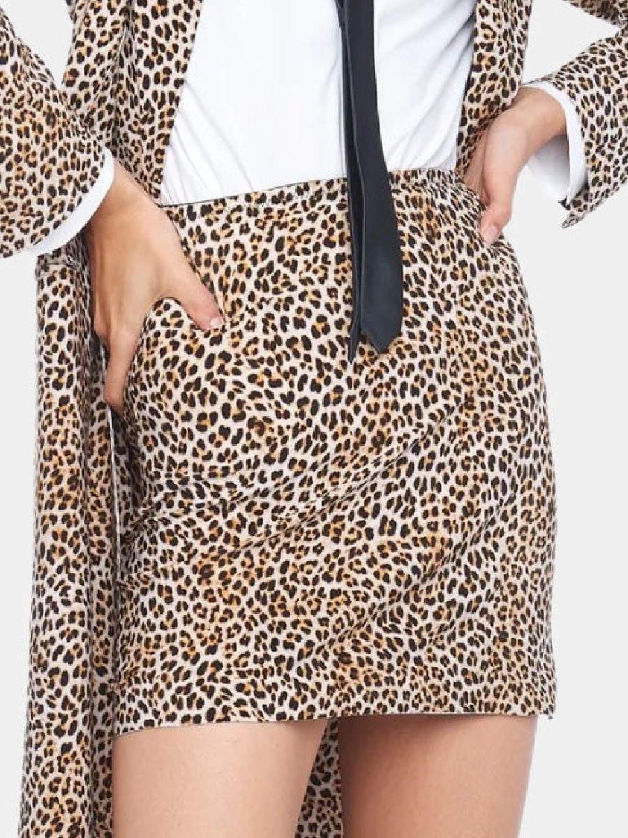 Clothing NORMA KAMALI Skirts | Side Slit Mini Skirt Bb Leopard