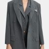 Clothing BARDOT Blazers | Pin Stripe Classic Blazer Grey Stripe