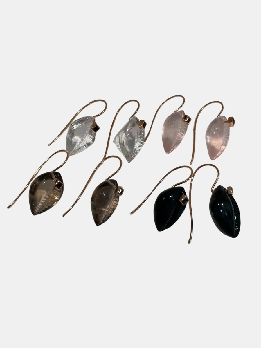 Accessories DEZSO Pendants | Tiny Cowry Sapphire Earrings