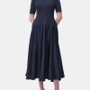 Clothing SIMKHAI Shorts | Marionne Short Sleeve Crewneck Dress Midnight