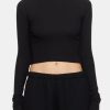 Clothing ETERNE | Long Sleeve Cropped Rib T-Shirt