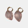 Accessories DEZSO | Classic Carved Cowry Earrings Rose Quartz