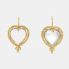 Accessories Temple St Clair Fine Jewelry | 18K Braided Heart Earrings W/ Heart Rock Crystal