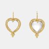 Accessories Temple St Clair | 18K Braided Heart Earrings W/ Heart Rock Crystal