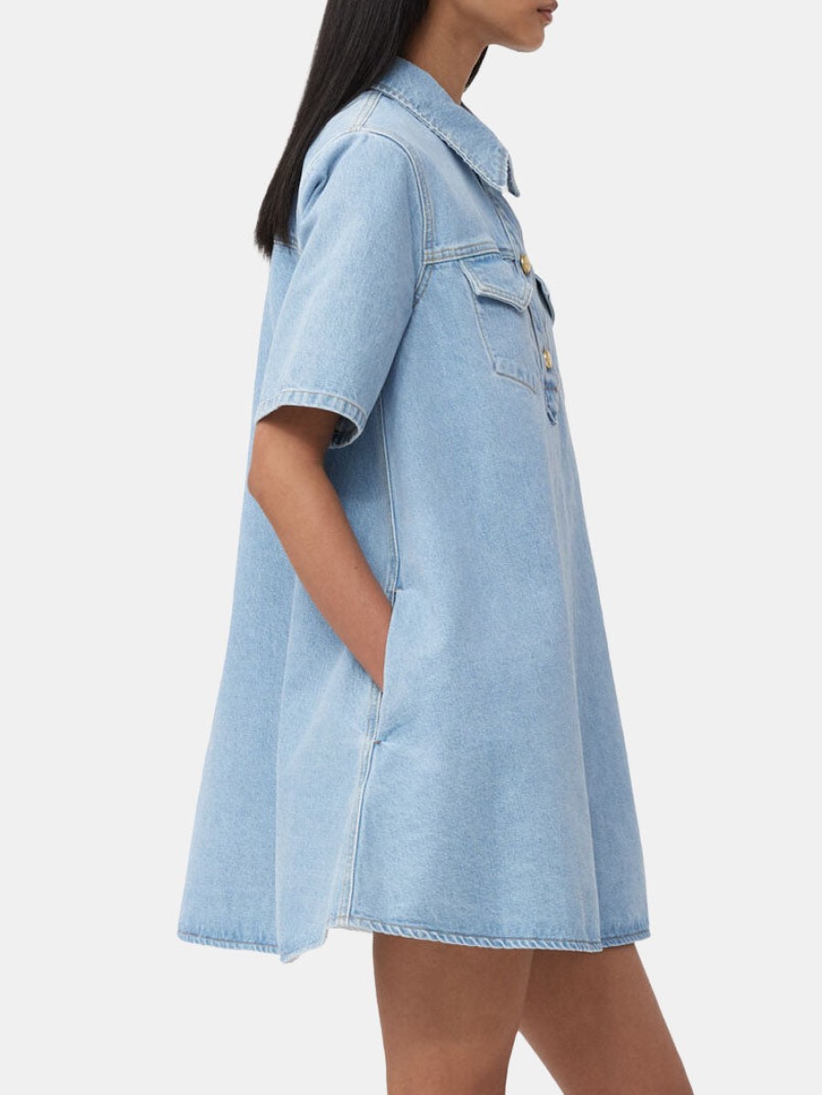 Clothing GANNI Mini | Cutline Denim Mini Dress Midbluev