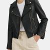 Clothing LAMARQUE Leather Jackets | Donna Leather Biker Jacket Black